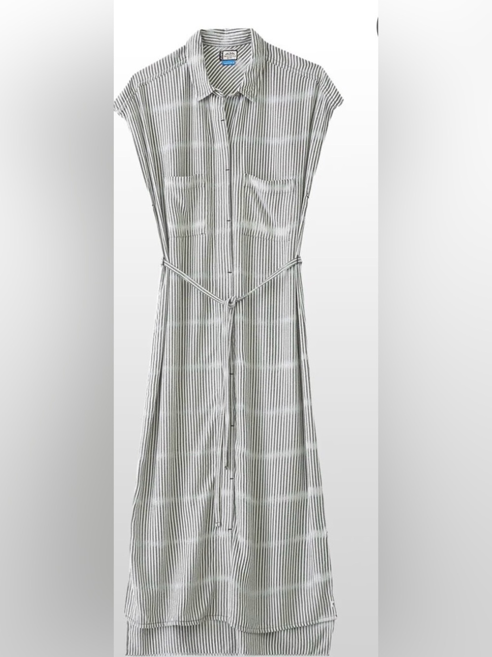 Kavu La Paz Striped Button-Front Shirt Dress with Waist Tie